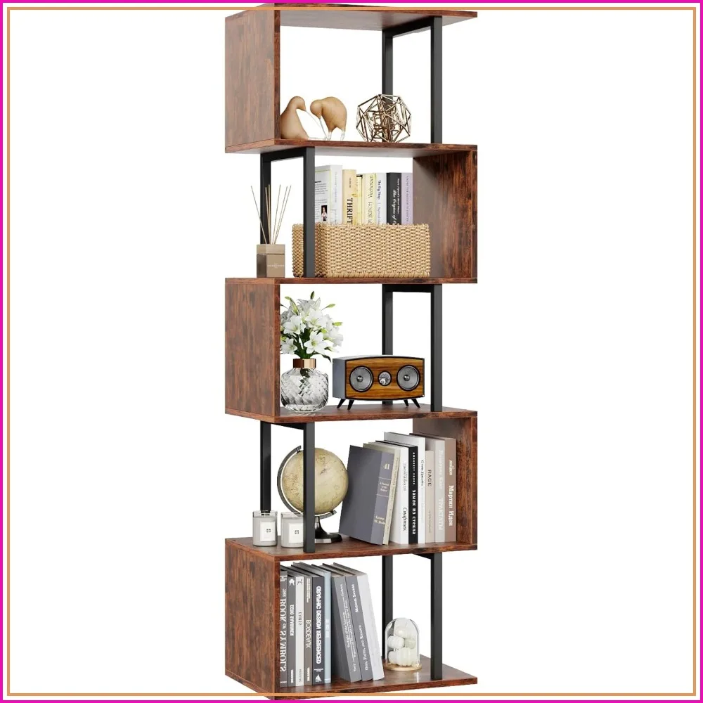 Tall S-Shaped Geometric Bookcase, 6-Tier Display Shelf Standing Unit, Modern Wood Metal Divider Rack for Living Room Bedroom Office
Tall S-Shaped Geometric Bookcase, 6-Tier Display Shelf Standing Unit, Modern Wood Metal Divider Rack for Living Room Bedroom Office