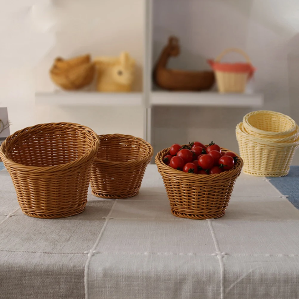Woven Vegetable Basket Imitation Rattan Storage Fruit Container Bread Decorative Basket Simulated Rattan Braided
Woven Vegetable Basket Imitation Rattan Storage Fruit Container Bread Decorative Basket Simulated Rattan Braided