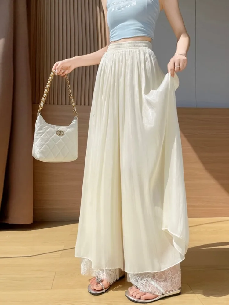 Kumikumi Summer High Waist Loose Straight Leg Ice Silk Skirt Pants Women's Casual Wide Leg Long Trousers Thin Fabric
Kumikumi Summer High Waist Loose Straight Leg Ice Silk Skirt Pants Women's Casual Wide Leg Long Trousers Thin Fabric