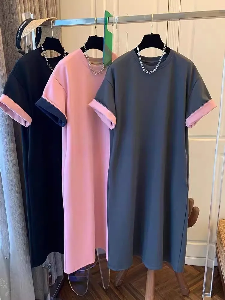 Women's Short Sleeve Dress, O-Neck, Cotton Tshit Dress, Long Dress, Simple Casual Design, Color Blocking, Big Size, Loose Dress,
Women's Short Sleeve Dress, O-Neck, Cotton Tshit Dress, Long Dress, Simple Casual Design, Color Blocking, Big Size, Loose Dress,