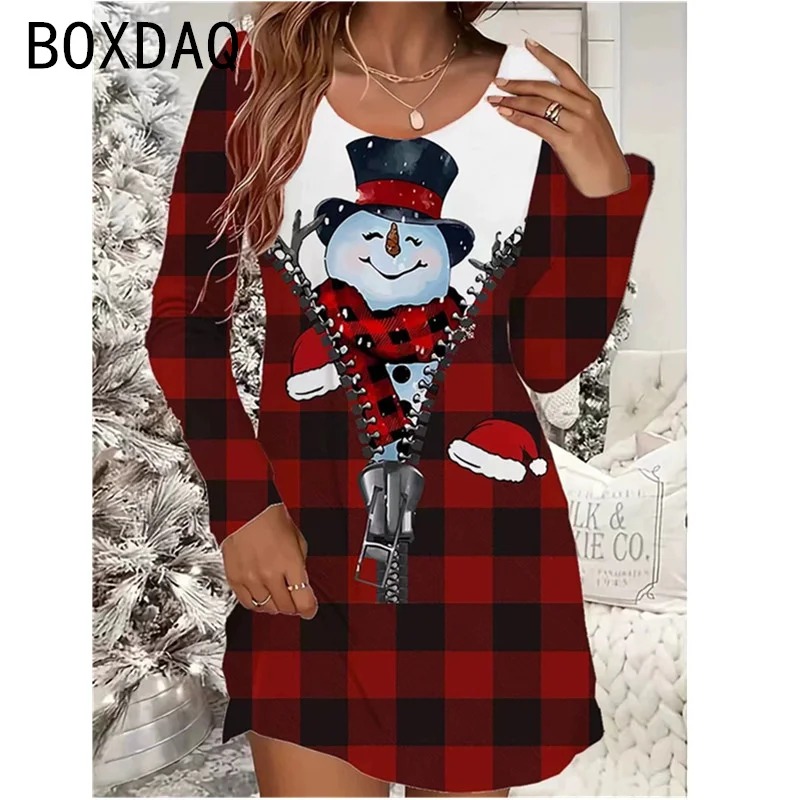Новое женское рождественское платье с длинным рукавом и круглым вырезом, повседневное платье трапециевидной формы, забавное рождественское платье с 3D принтом оленя и снеговика
Новое женское рождественское платье с длинным рукавом и круглым вырезом, повседневное платье трапециевидной формы, забавное рождественское платье с 3D принтом оленя и снеговика