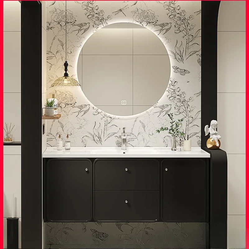 Bathroom Cabinet Combination Ceramic Integrated Basin Wash Table Bathroom Smart Round Mirror
Bathroom Cabinet Combination Ceramic Integrated Basin Wash Table Bathroom Smart Round Mirror