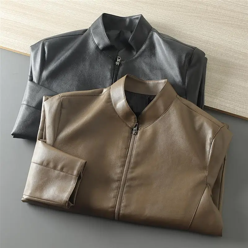 Faionable Waed Leather Jaet Men's Spring Autumn Baseball Collar PU Leather Coat Casual Sli Outerwear Straight Cut
Faionable Waed Leather Jaet Men's Spring Autumn Baseball Collar PU Leather Coat Casual Sli Outerwear Straight Cut