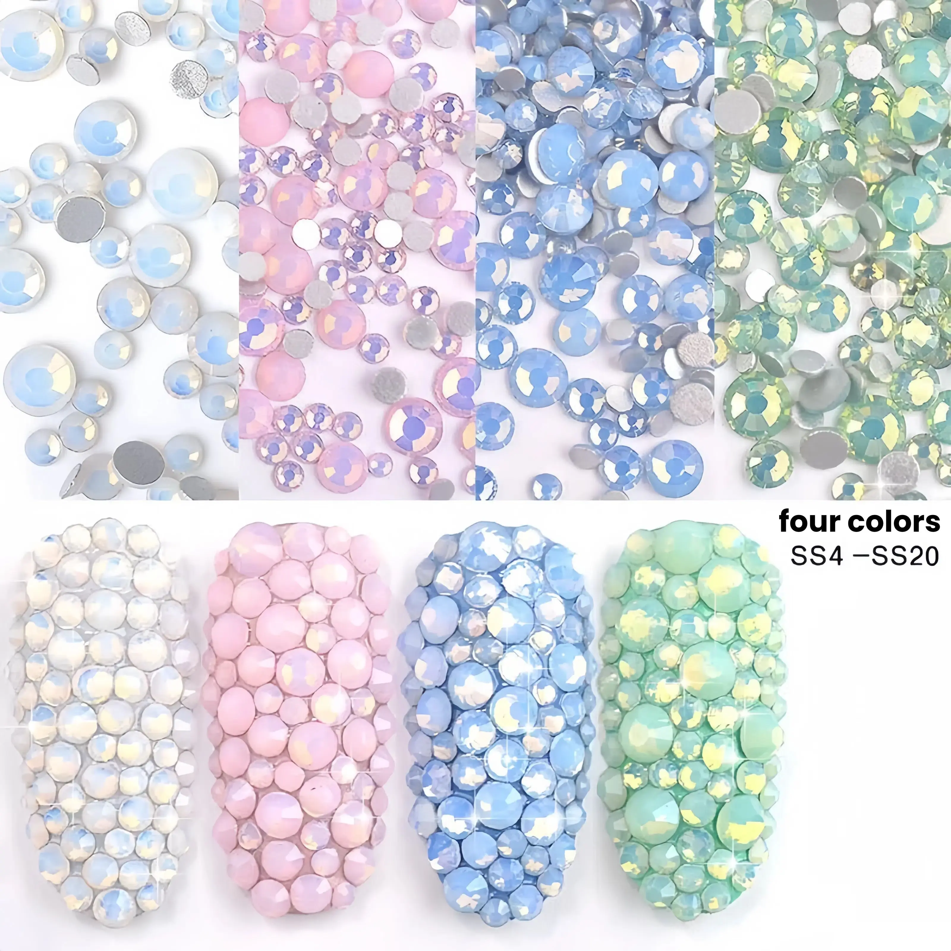 350pcs Colorful 3D Glass Nail Rhinestones Mixed Opal Blue Green Pink White Crystal Flatback Decorations Nail Art DIY Manicure
350pcs Colorful 3D Glass Nail Rhinestones Mixed Opal Blue Green Pink White Crystal Flatback Decorations Nail Art DIY Manicure