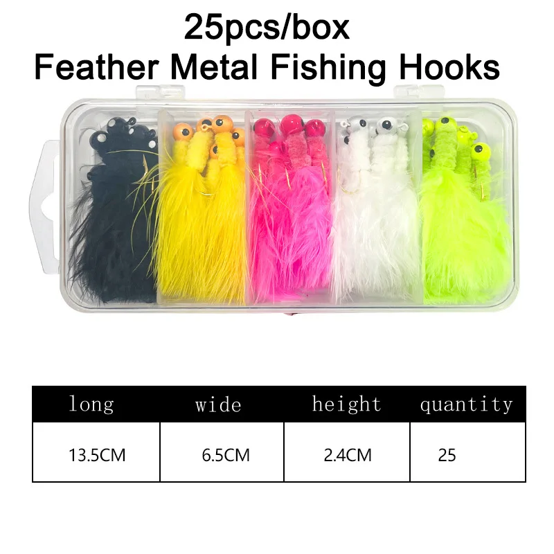 25pcs/box Feather Metal Fishing Hooks, Fishing Lures Squid Jig Hook Sea Fishing Accessories Artificial Bait Octopus Lure
25pcs/box Feather Metal Fishing Hooks, Fishing Lures Squid Jig Hook Sea Fishing Accessories Artificial Bait Octopus Lure