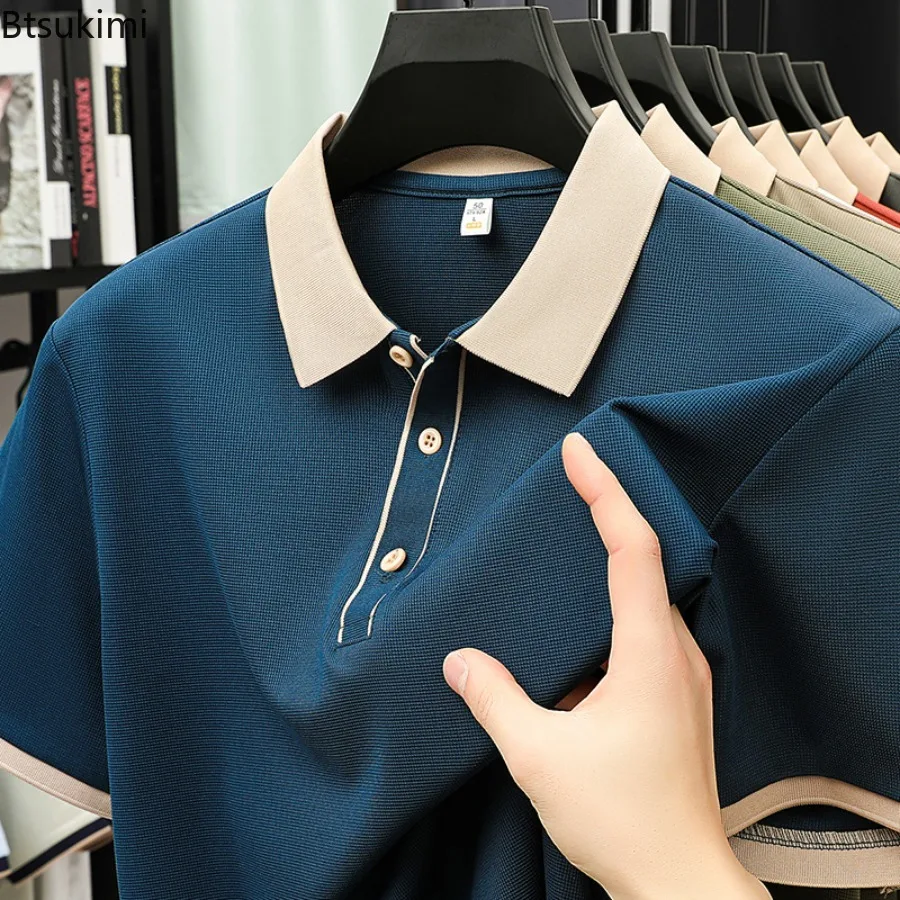 Men's Summer Fashion Waffle Polo Shirt Business Plain Slim Fit Trending Shirts Korean Short Sleeve Casual T-shirt Male Clothes
Men's Summer Fashion Waffle Polo Shirt Business Plain Slim Fit Trending Shirts Korean Short Sleeve Casual T-shirt Male Clothes