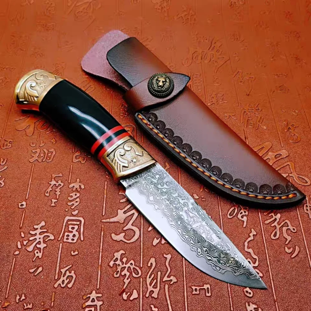 Lightweight Multi-functional Outdoor Fixed Blade Knife Damascus Steel Blade Brass + Ebony Handle Jungle Hiking Fishing EDC Knife
Lightweight Multi-functional Outdoor Fixed Blade Knife Damascus Steel Blade Brass + Ebony Handle Jungle Hiking Fishing EDC Knife