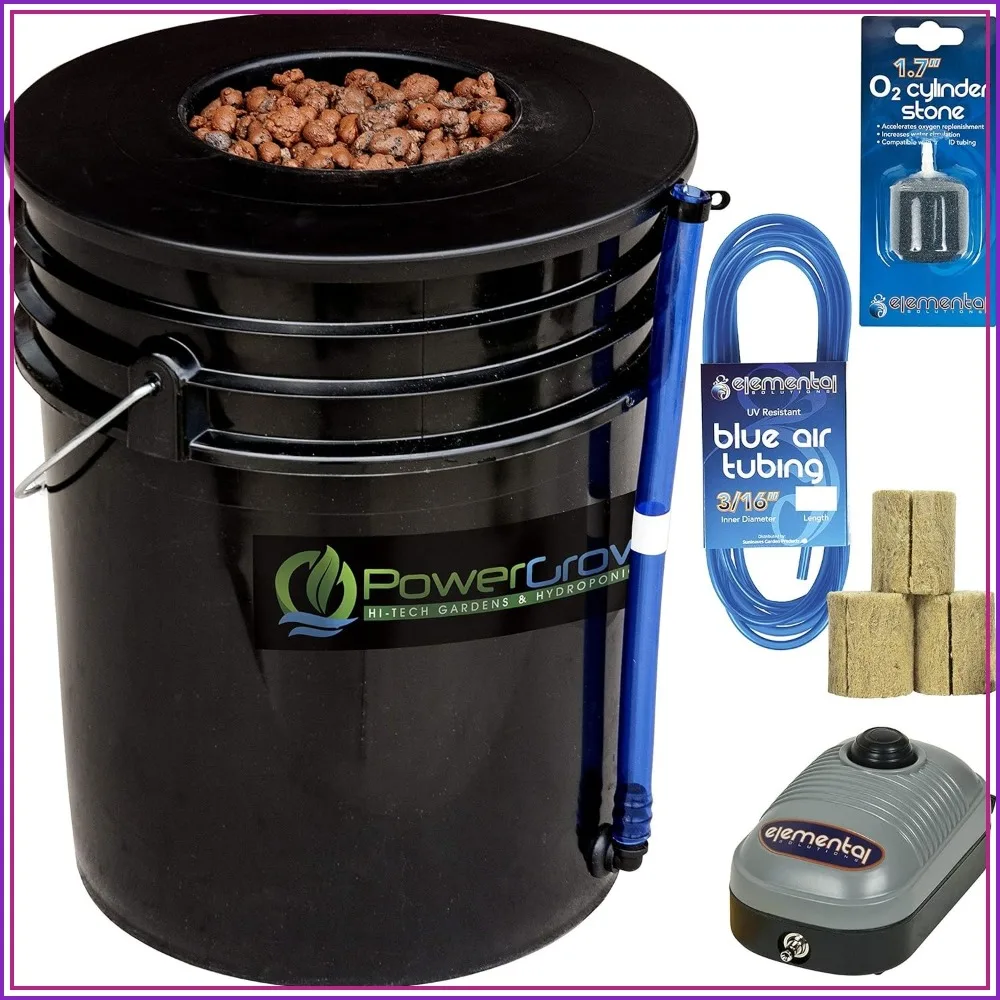 5 Gal DWC Hydroponic Bucket Kit with 6" Net Pot, Air Pump & Growing Medium
5 Gal DWC Hydroponic Bucket Kit with 6" Net Pot, Air Pump & Growing Medium