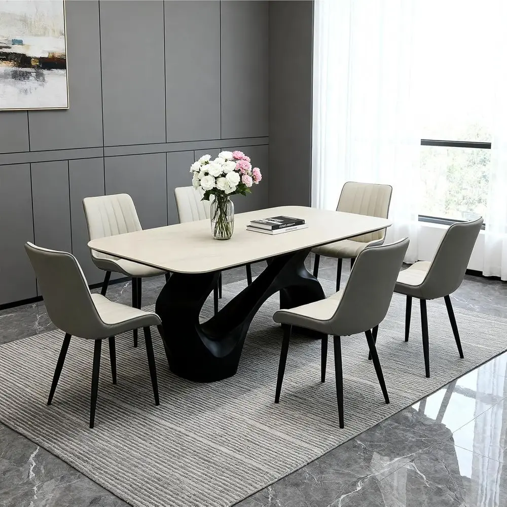 Set of 6 Leather Upholstered Dining Chairs with Metal Legs, Comfortable for Kitchen & Dining Rooms, Suitable for Bedrooms and Re
Set of 6 Leather Upholstered Dining Chairs with Metal Legs, Comfortable for Kitchen & Dining Rooms, Suitable for Bedrooms and Re