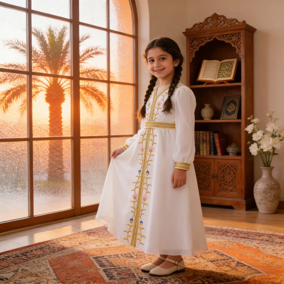 Girls Muslin White Robe Clothing Girls Dress Gold Thread Embroidery Long Sleeve Princess Pink Dress Banquet Evening Dress ASQ03
Girls Muslin White Robe Clothing Girls Dress Gold Thread Embroidery Long Sleeve Princess Pink Dress Banquet Evening Dress ASQ03