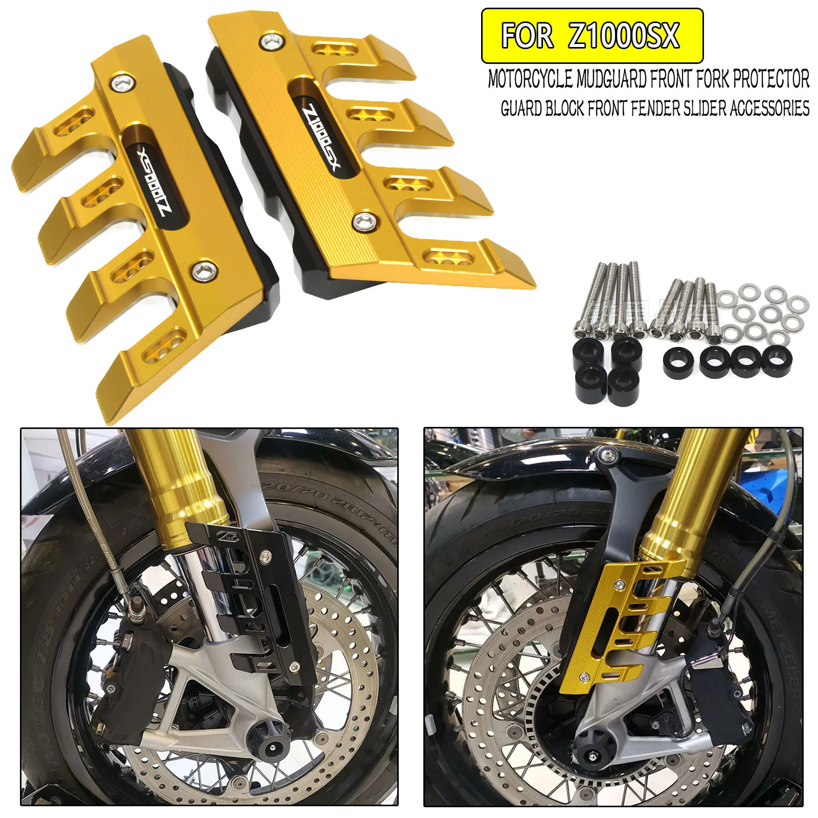 Для Z1000SX Z1000 SX/Tourer мотоциклетное крыло, защита передней вилки, защитный блок, слайдер переднего крыла, аксессуары 
Для Z1000SX Z1000 SX/Tourer мотоциклетное крыло, защита передней вилки, защитный блок, слайдер переднего крыла, аксессуары