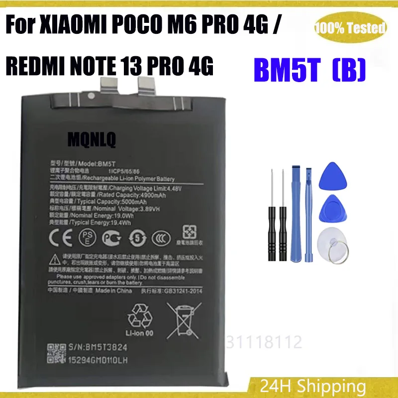 100% новый оригинальный аккумулятор BM5T(B) емкостью 5000 мАч для XIAOMI POCO M6 PRO 4G/REDMI ПРИМЕЧАНИЕ 13 PRO 4G аккумулятор + инструменты
100% новый оригинальный аккумулятор BM5T(B) емкостью 5000 мАч для XIAOMI POCO M6 PRO 4G/REDMI ПРИМЕЧАНИЕ 13 PRO 4G аккумулятор + инструменты