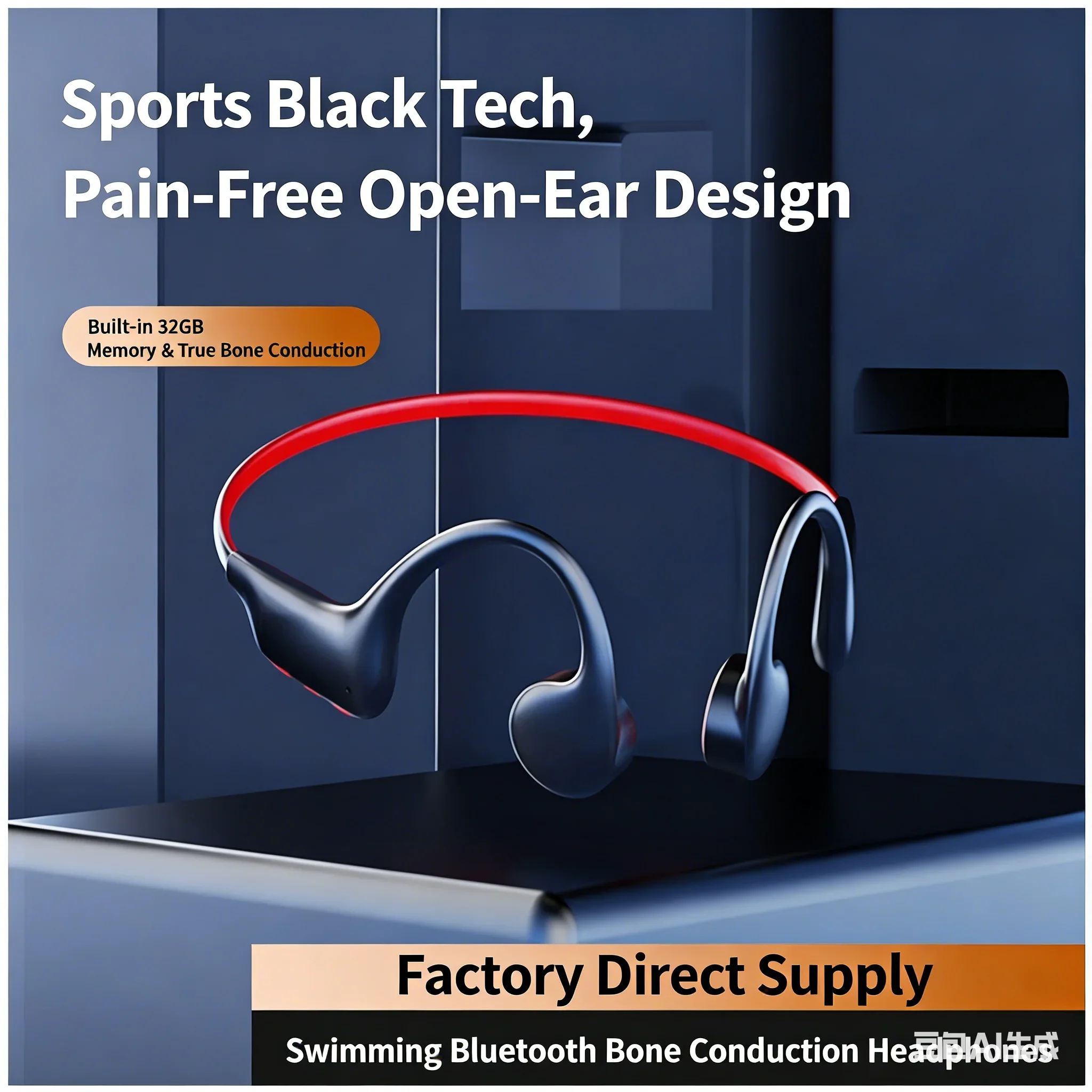 Open Ear Bone Conduction Headphones, IPX8 Waterproof, 32GB Memory 12H Playtime, Magnetic Charging - Ideal for Swimming & Sports
Open Ear Bone Conduction Headphones, IPX8 Waterproof, 32GB Memory 12H Playtime, Magnetic Charging - Ideal for Swimming & Sports