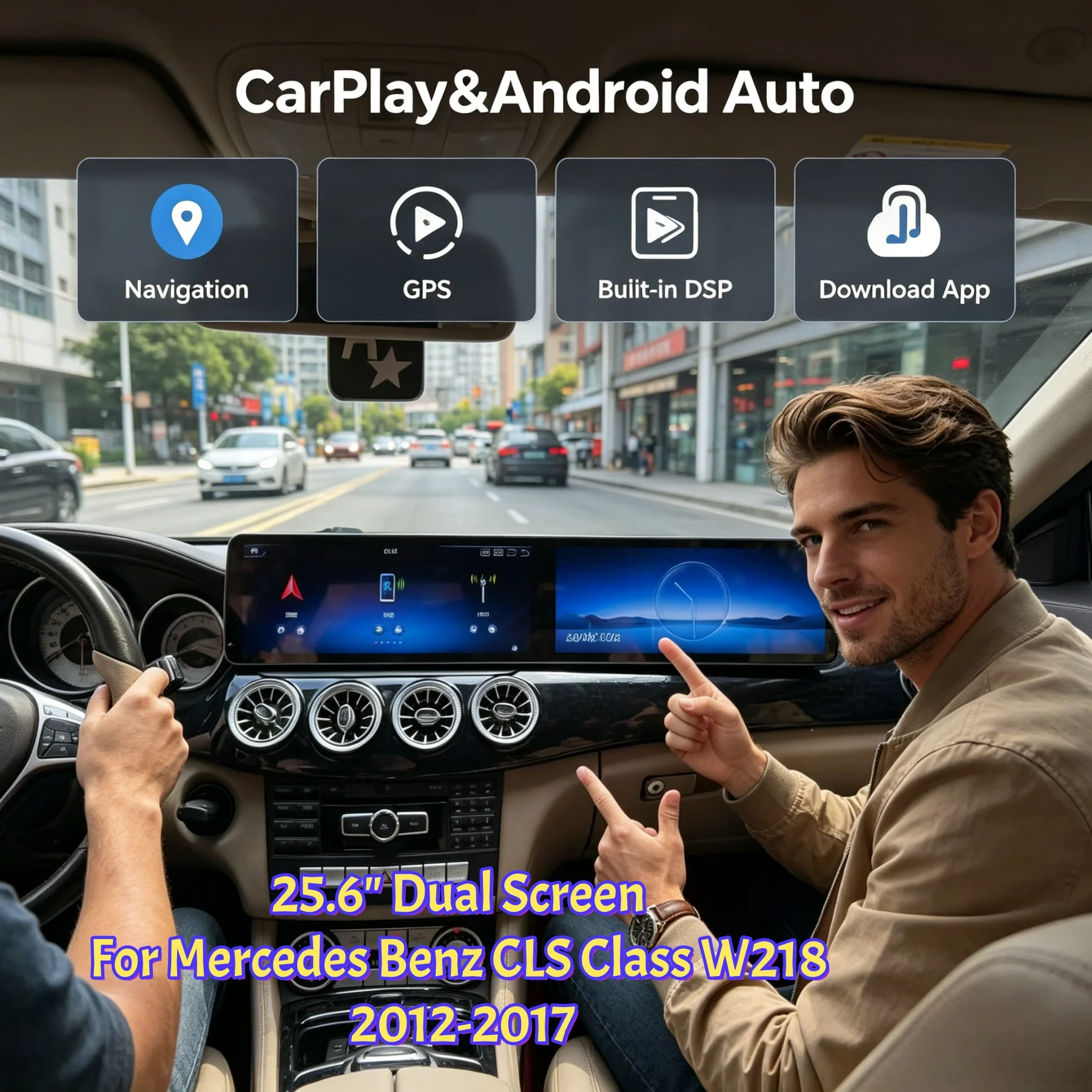25.6“ Dual Screen Car Radio For Mercedes Benz CLS Class W218 2012-2017 Android Multimedia Video Player Carplay GPS Navigation
25.6“ Dual Screen Car Radio For Mercedes Benz CLS Class W218 2012-2017 Android Multimedia Video Player Carplay GPS Navigation