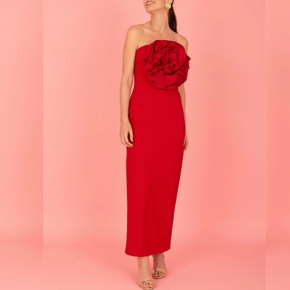 Customized Jersey Handmade Flower Strapless Straight Midi Dresses Bespoke Occasion Elegant Party Wedding Guest Evening Gown
Customized Jersey Handmade Flower Strapless Straight Midi Dresses Bespoke Occasion Elegant Party Wedding Guest Evening Gown