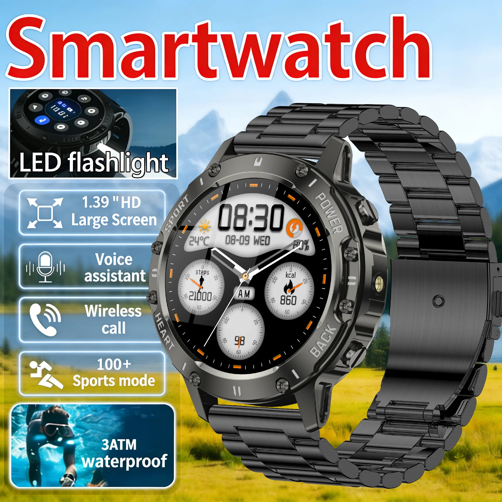Новые смарт-часы 2026 года с NFC, LED-фонариком 1.39 дюйма, Bluetooth-звонками, мониторингом сердечного ритма и уровня кислорода в крови, водонепроницаемостью 3ATM, отслеживанием траектории
Новые смарт-часы 2026 года с NFC, LED-фонариком 1.39 дюйма, Bluetooth-звонками, мониторингом сердечного ритма и уровня кислорода в крови, водонепроницаемостью 3ATM, отслеживанием траектории