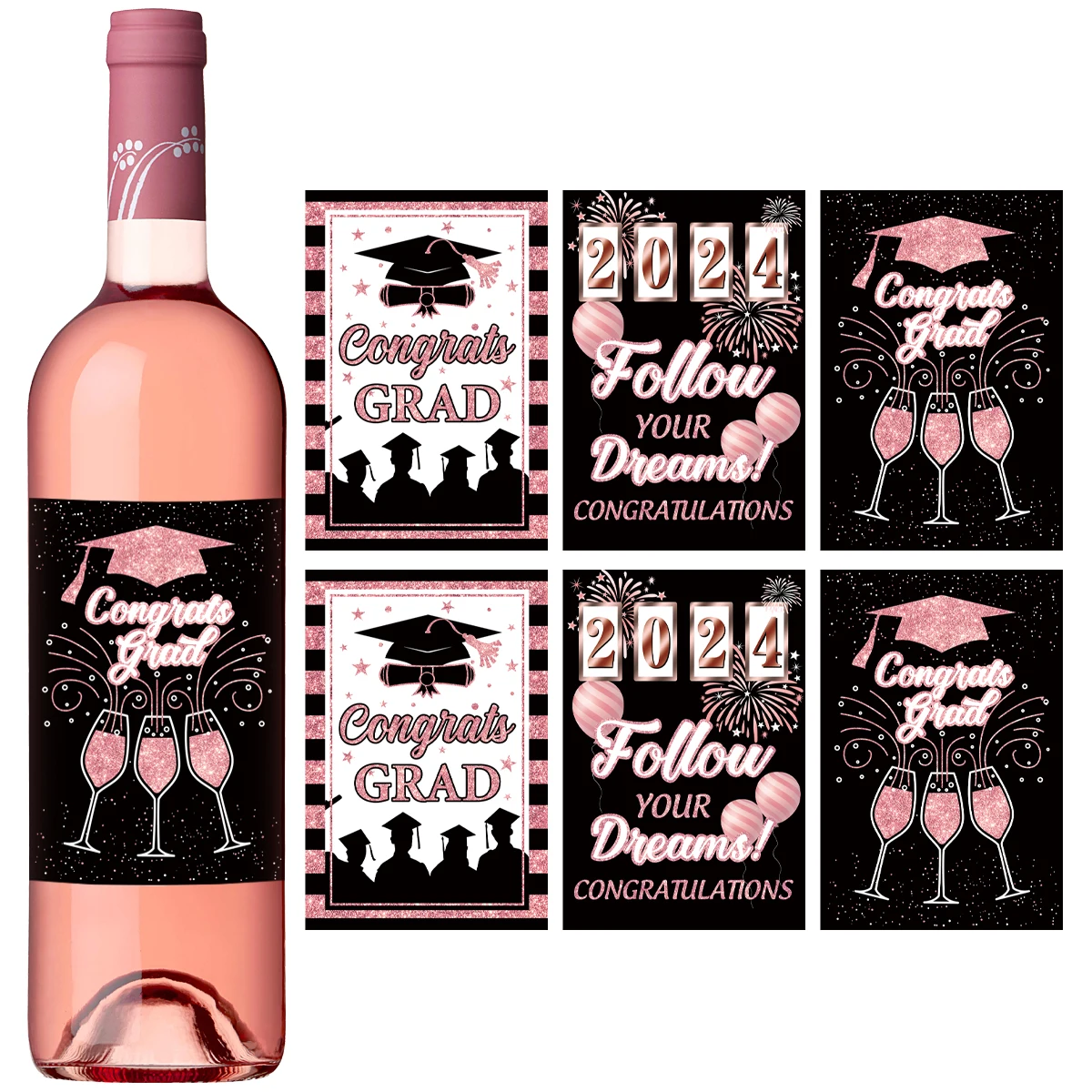 6pcs/sheet Wine Bottle Sticker, Congratulations Graduation Party Decorations, 2024 Graduation Gift Wine Bottle Label Stickers
6pcs/sheet Wine Bottle Sticker, Congratulations Graduation Party Decorations, 2024 Graduation Gift Wine Bottle Label Stickers