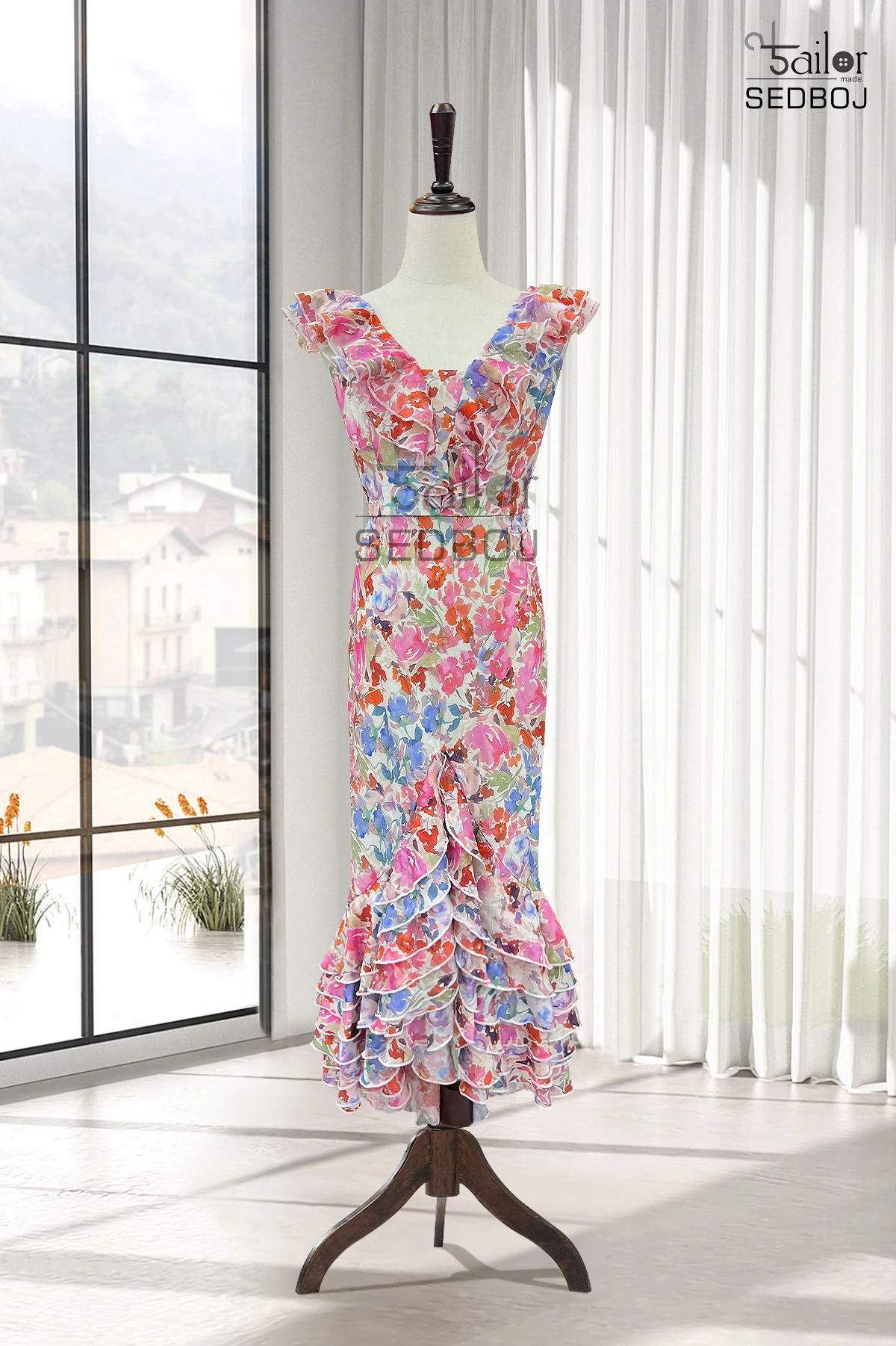 Customized summer ruffled floral fishtail skirt party long skirt mom dress dress
Customized summer ruffled floral fishtail skirt party long skirt mom dress dress