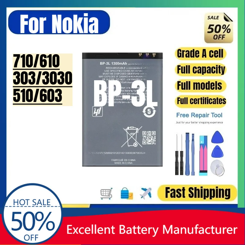 0 Cycle BP-3L Battery for Nokia Lumia 710 610 510 Asha 303 Phone High Quality Replacement Battery Grade A Lithium Ion Bateria
0 Cycle BP-3L Battery for Nokia Lumia 710 610 510 Asha 303 Phone High Quality Replacement Battery Grade A Lithium Ion Bateria