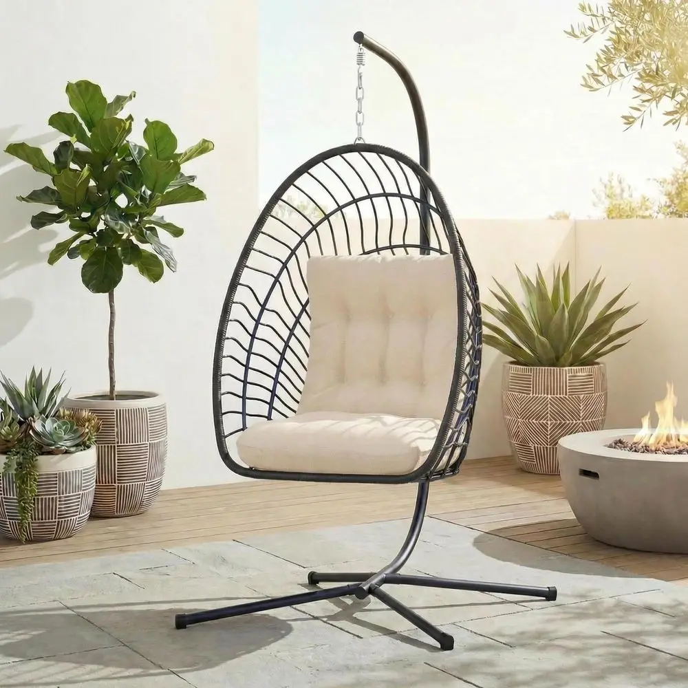 Hanging Egg Chair with Stand Indoor Outdoor, Foldable Rattan Wicker Hammock Egg Swing Chair for Bedroom Porch Patio Garden, Thi
Hanging Egg Chair with Stand Indoor Outdoor, Foldable Rattan Wicker Hammock Egg Swing Chair for Bedroom Porch Patio Garden, Thi