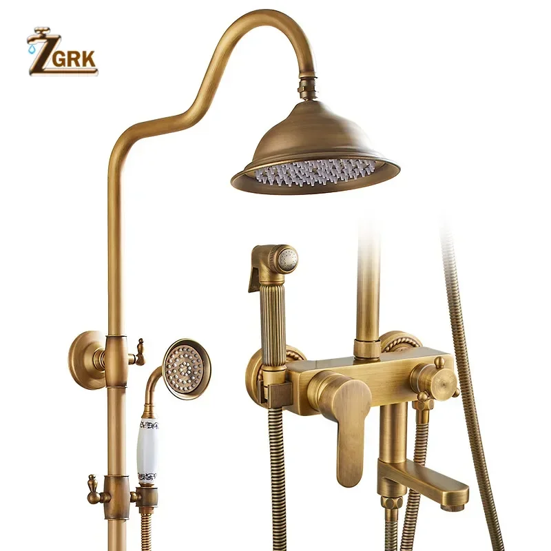ZGRK Shower Faucets Antique Bathroom Faucet Brass Bath Rainfall With Spray Shower Head Bidet Tap Europe Faucet Bath Shower Set
ZGRK Shower Faucets Antique Bathroom Faucet Brass Bath Rainfall With Spray Shower Head Bidet Tap Europe Faucet Bath Shower Set