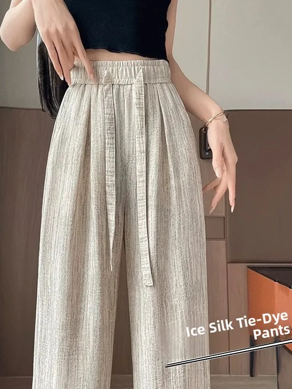 Женские широкие брюки из ледяного шелка с эффектом окрашивания, свободного кроя, летние, тонкие, прямые, повседневные, с высокой талией, укороченные, из полиэстера
Женские широкие брюки из ледяного шелка с эффектом окрашивания, свободного кроя, летние, тонкие, прямые, повседневные, с высокой талией, укороченные, из полиэстера