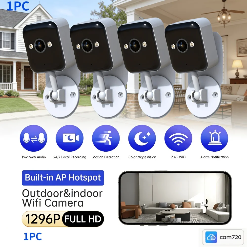 JOOAN IPX6 Waterproof Wireless Network Camera: Compact And Easy to Place. Full Color Night Vision, Two-way Intercom, Mobile Alarm. Featured AP Hotspot, WiFi Free, Security Monitoring Camera for Children, Elderly, And Pets, 1pc 1296P
JOOAN IPX6 Waterproof Wireless Network Camera: Compact And Easy to Place. Full Color Night Vision, Two-way Intercom, Mobile Alarm. Featured AP Hotspot, WiFi Free, Security Monitoring Camera for Children, Elderly, And Pets, 1pc 1296P
