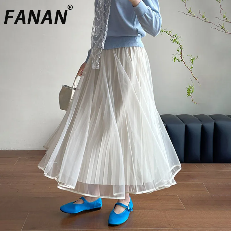 FANAN Lace A-line Mid-length Skirts For Women Elastic High Waist Office Lady Skirt Fashion Female Clothing 2025 Summer New
FANAN Lace A-line Mid-length Skirts For Women Elastic High Waist Office Lady Skirt Fashion Female Clothing 2025 Summer New