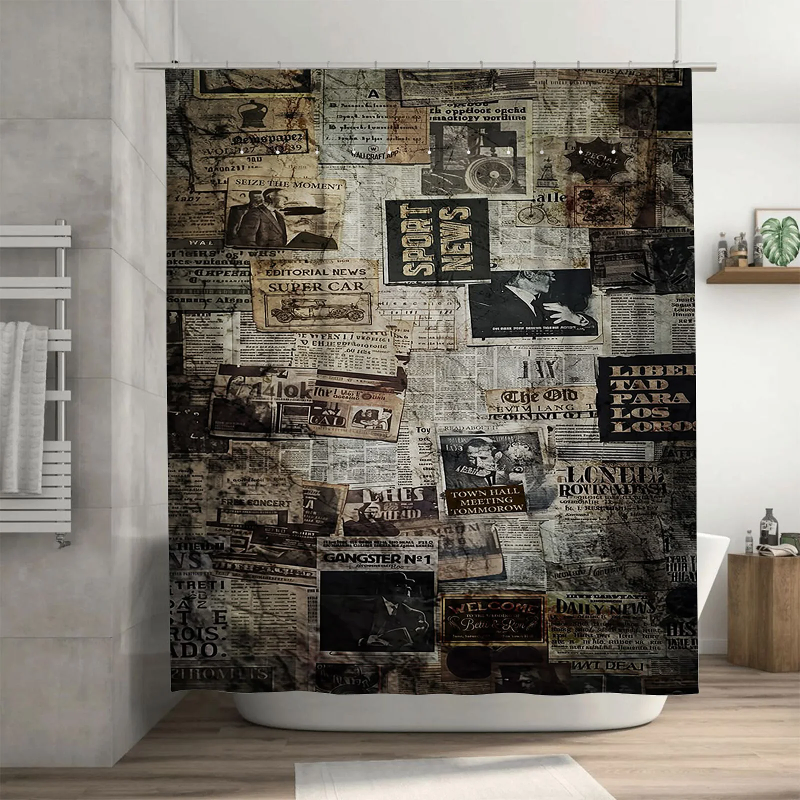 Vintage Newspaper Collage Design Waterproof Shower Curtain Heat Resistant Machine Washable Non-Transparent 180x180cm
Vintage Newspaper Collage Design Waterproof Shower Curtain Heat Resistant Machine Washable Non-Transparent 180x180cm