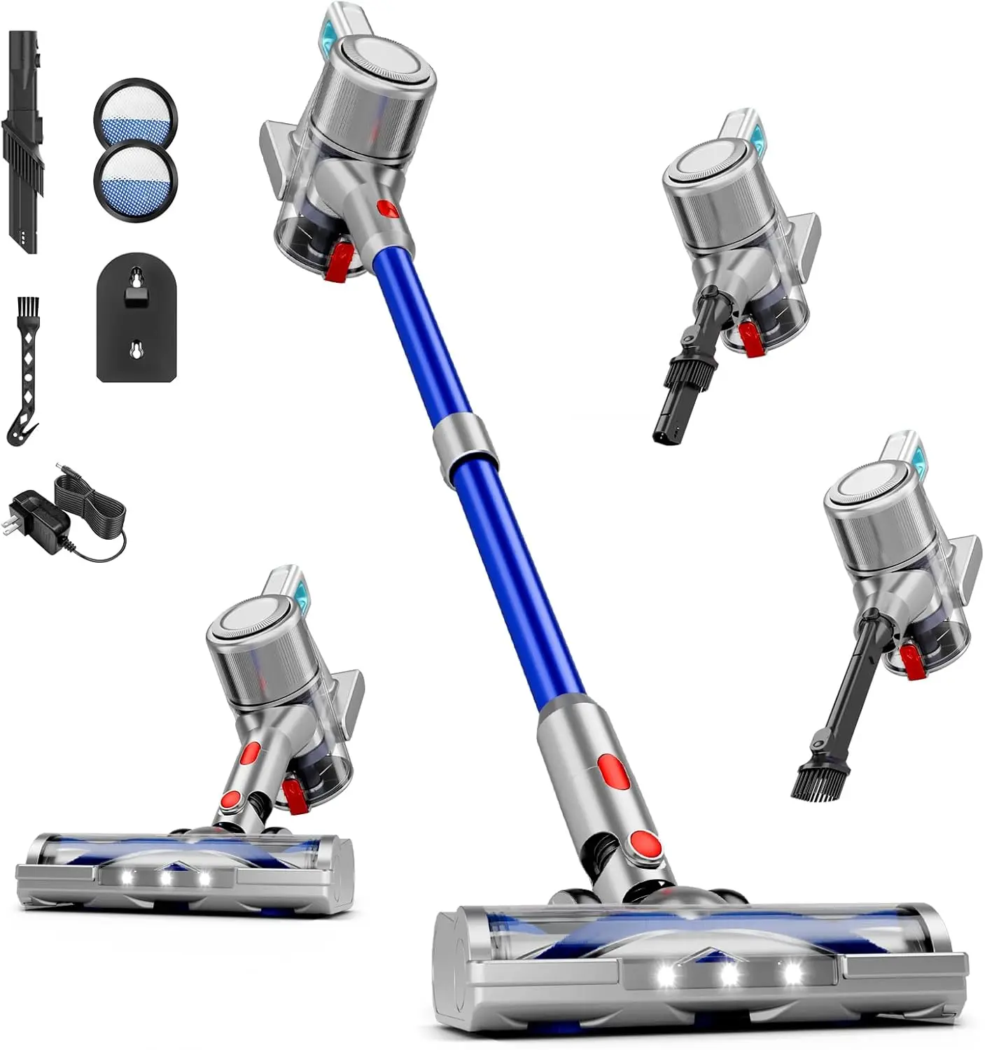 Cordless Vacuum Cleaner, 38Kpa Powerful Stick Vacuum Cleaner with 45mins Rechargeable Battery, LED Anti-Tangle Brush, 8-in-1
Cordless Vacuum Cleaner, 38Kpa Powerful Stick Vacuum Cleaner with 45mins Rechargeable Battery, LED Anti-Tangle Brush, 8-in-1