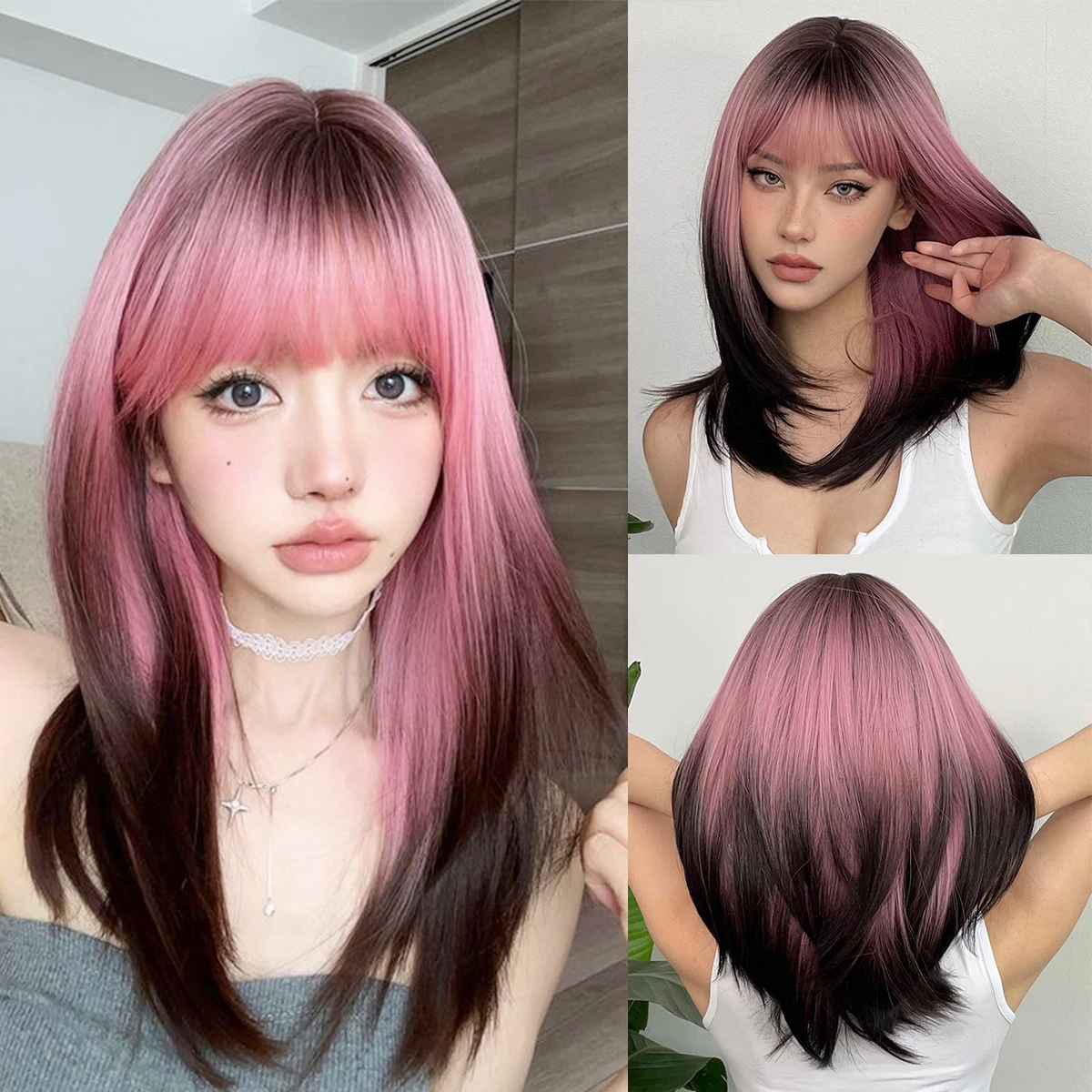 Topshe Black Pink Purple Ombre Synthetic Wig with Bangs, Ships from USA, Long Straight Layered Cosplay Party Wig for Women
Topshe Black Pink Purple Ombre Synthetic Wig with Bangs, Ships from USA, Long Straight Layered Cosplay Party Wig for Women