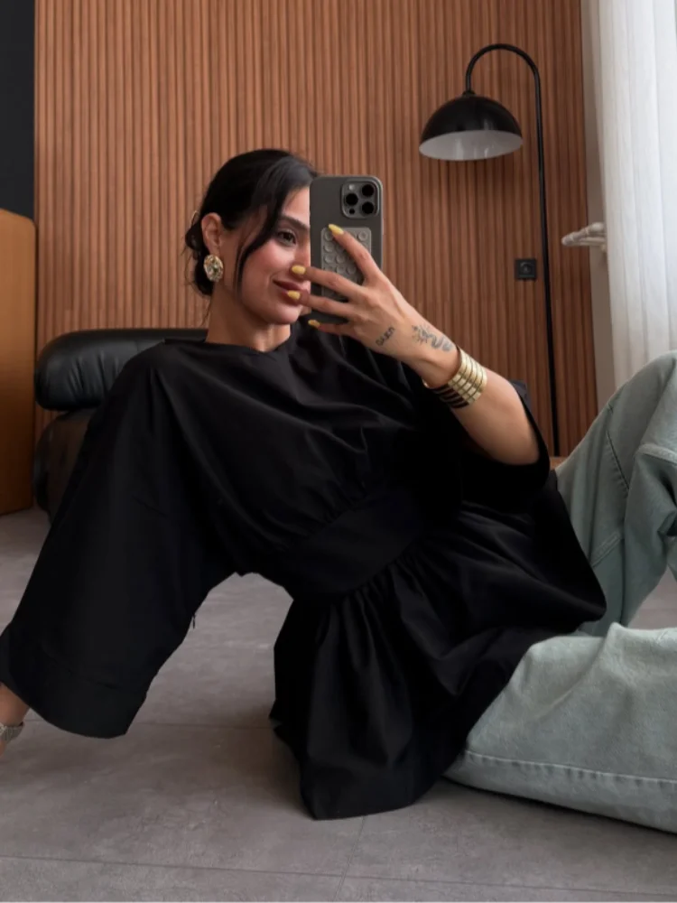 Chic Chiffon Top For Women O-neck Short Sleeve Lace Up Backless Draped transparent Blouses 2025 Summer Female Casual Outerwear
Chic Chiffon Top For Women O-neck Short Sleeve Lace Up Backless Draped transparent Blouses 2025 Summer Female Casual Outerwear