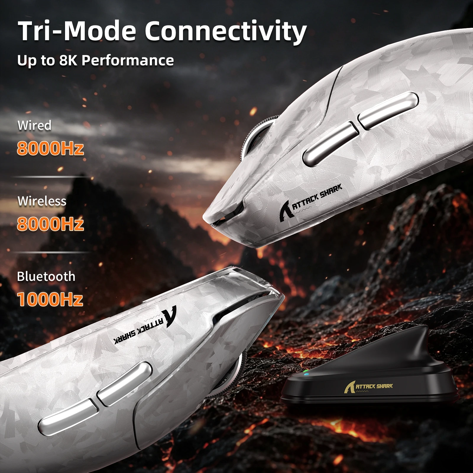 ATTACK SHARK RS3Ultra Tri-Mode Wireless Gaming Mouse, Carbon Fiber Lightweight, PAW3955MAX Sensor, Dual 8K Polling Rate,
ATTACK SHARK RS3Ultra Tri-Mode Wireless Gaming Mouse, Carbon Fiber Lightweight, PAW3955MAX Sensor, Dual 8K Polling Rate,