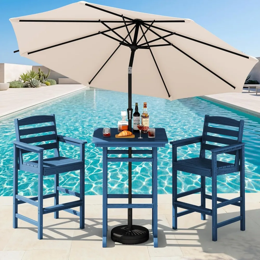 4 Pieces Outdoor Patio Bar Set with 9ft Umbrella, Outdoor HDPE Barstool and Table Furniture Set with Patio, Customized
4 Pieces Outdoor Patio Bar Set with 9ft Umbrella, Outdoor HDPE Barstool and Table Furniture Set with Patio, Customized