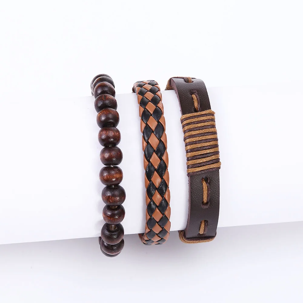 10 Pieces Simple Weaving Retro Bracelet Stacked Punk Style Leather Bracelet Three Piece Set Fashion Jewelry for Men
10 Pieces Simple Weaving Retro Bracelet Stacked Punk Style Leather Bracelet Three Piece Set Fashion Jewelry for Men