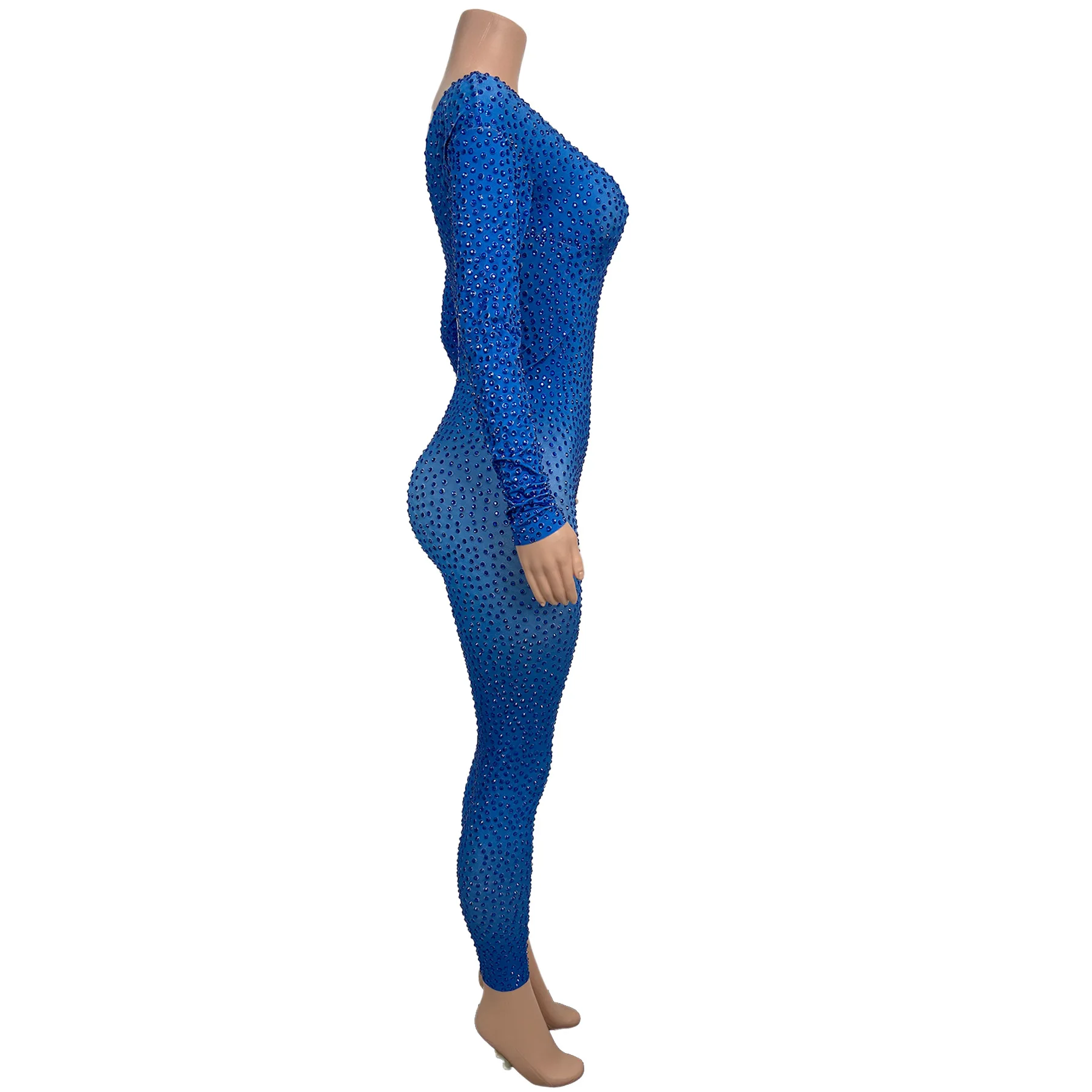 Elegant Women Evening Party Jumpsuit Sexy Mesh Splicing V-neck Diamond High Elasticity Leggings Bar Performance Costume
Elegant Women Evening Party Jumpsuit Sexy Mesh Splicing V-neck Diamond High Elasticity Leggings Bar Performance Costume