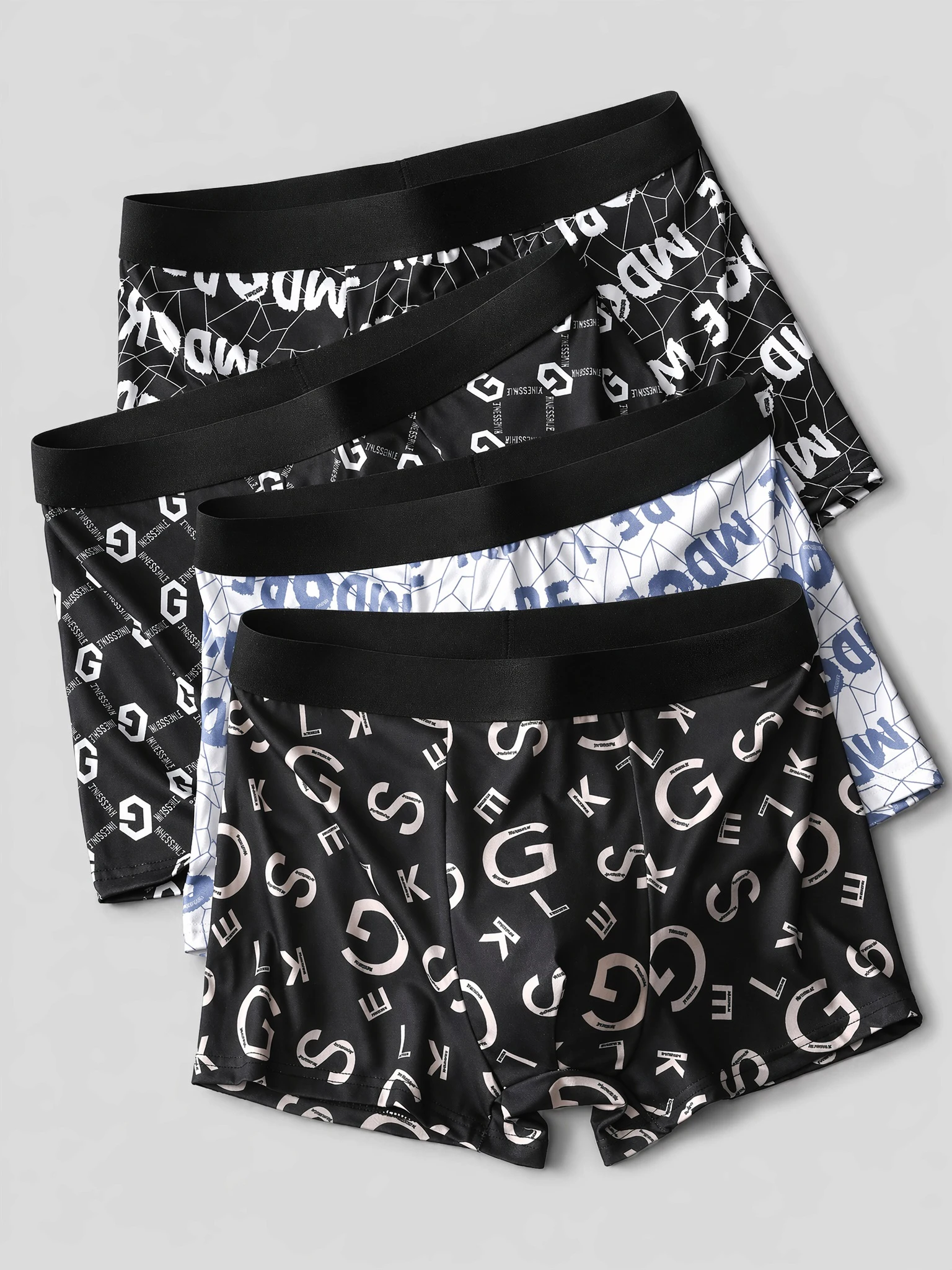 4-Pack Men's Classic Letter Print Boxer Shorts Soft Comfortable Fitness Underwear Breathable Sporty Briefs for Men
4-Pack Men's Classic Letter Print Boxer Shorts Soft Comfortable Fitness Underwear Breathable Sporty Briefs for Men
