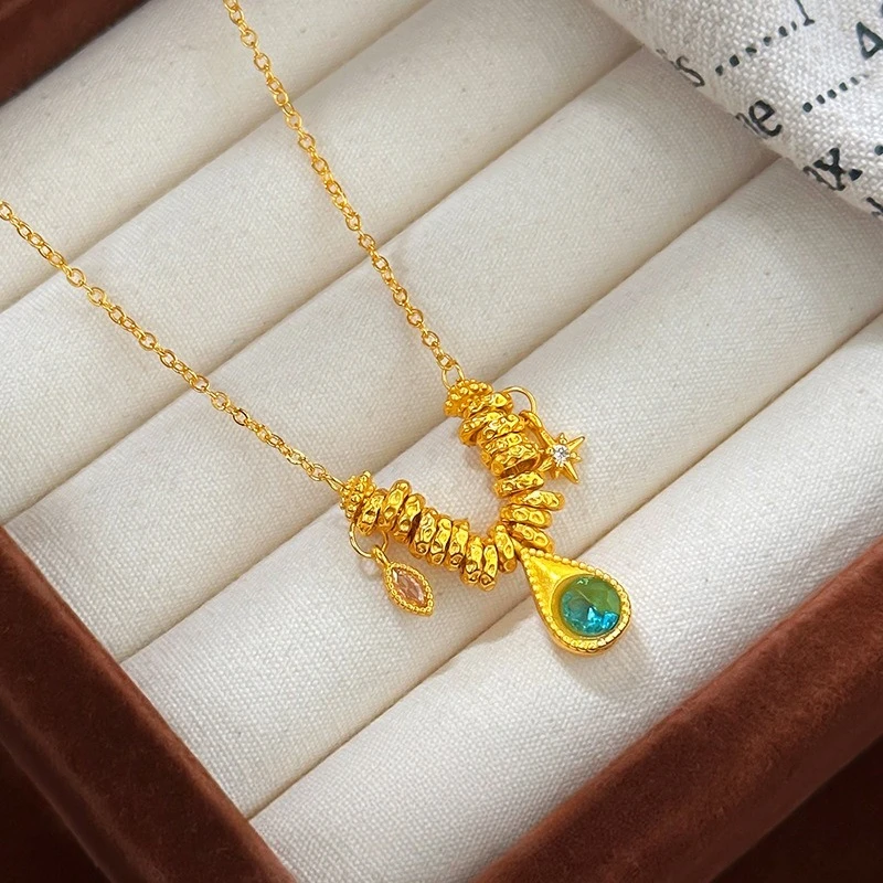 Kt 18 Gold Color Shining Emerald Droplets Pendant Clavicle Chain for Women Lover Valentine's Day Birthday Jewelry Gifts Not Fade
Kt 18 Gold Color Shining Emerald Droplets Pendant Clavicle Chain for Women Lover Valentine's Day Birthday Jewelry Gifts Not Fade