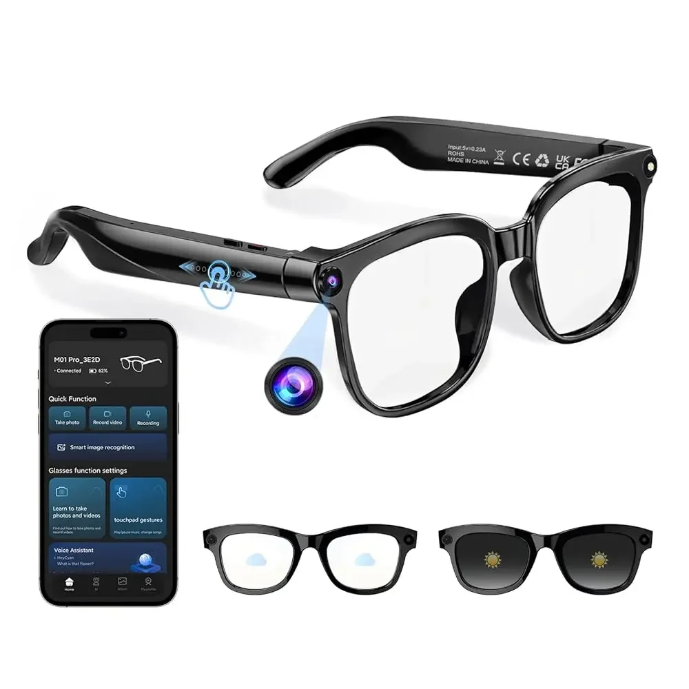Ailexpress-Free Shipping-AI Smart Glasses with 8MP 800W Camera for Men Women, 1080P Video Recording 12min & HD Photo,Bluetooth R
Ailexpress-Free Shipping-AI Smart Glasses with 8MP 800W Camera for Men Women, 1080P Video Recording 12min & HD Photo,Bluetooth R