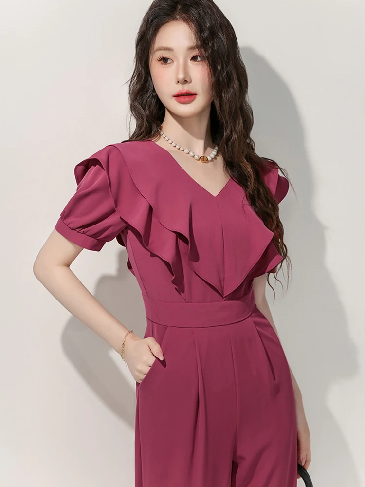 Women's Elegant Sweet Long Jumpsuits Korean Professional Ruffles Pockets Rompers Lady Casual Trousers Pants Party Work Dailywear
Women's Elegant Sweet Long Jumpsuits Korean Professional Ruffles Pockets Rompers Lady Casual Trousers Pants Party Work Dailywear