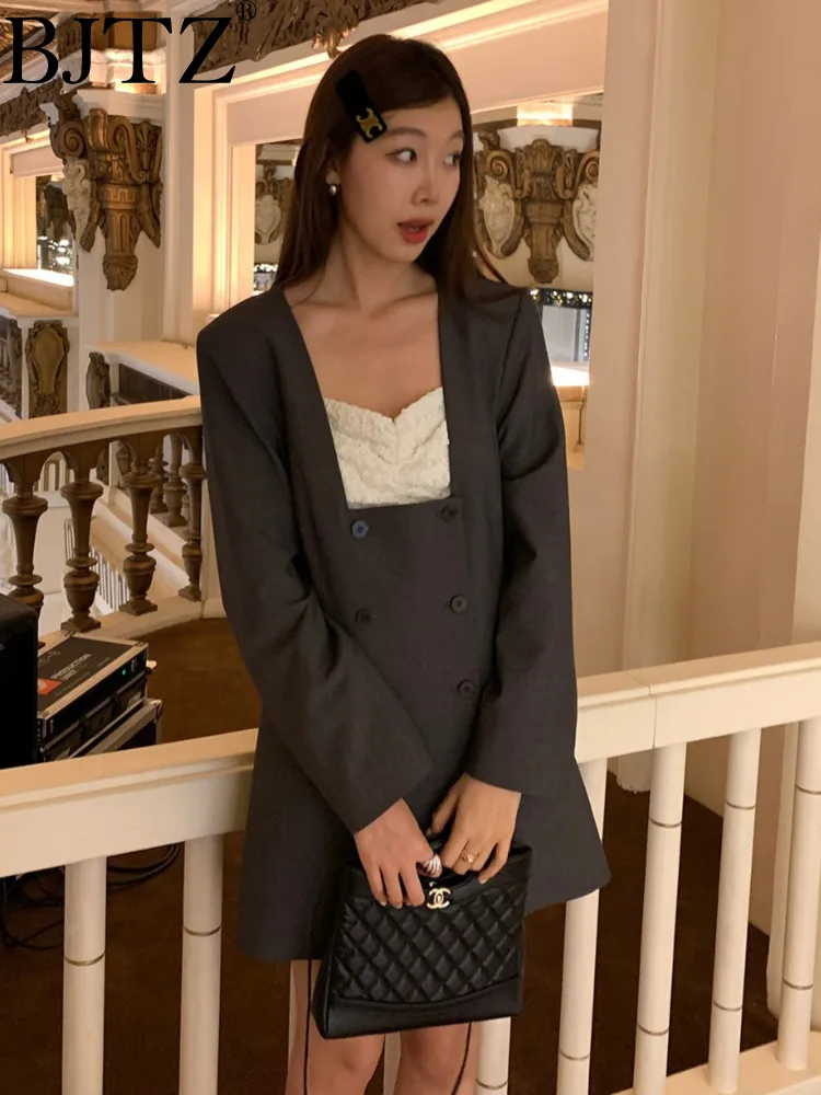 BJTZ Square Neckline Lace Patchwork Fake Two-piece Suit Dress For Women 2024 Spring New Designer Loose Long Sleeve Clothing
BJTZ Square Neckline Lace Patchwork Fake Two-piece Suit Dress For Women 2024 Spring New Designer Loose Long Sleeve Clothing