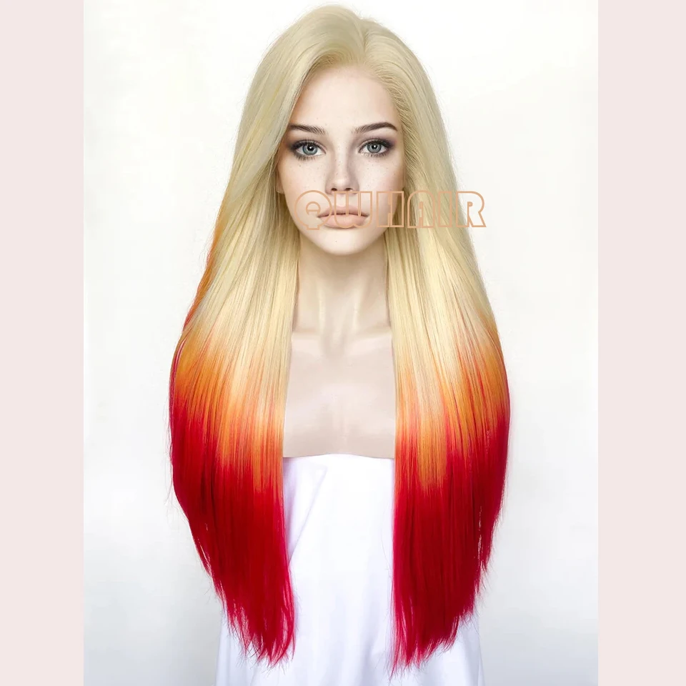 QW Synthetic Lace Front Wig Ombre Blonde to Red Colored Straight Hair Lace Frontal Wigs for Women Heat Resistant Fiber Cosplay
QW Synthetic Lace Front Wig Ombre Blonde to Red Colored Straight Hair Lace Frontal Wigs for Women Heat Resistant Fiber Cosplay
