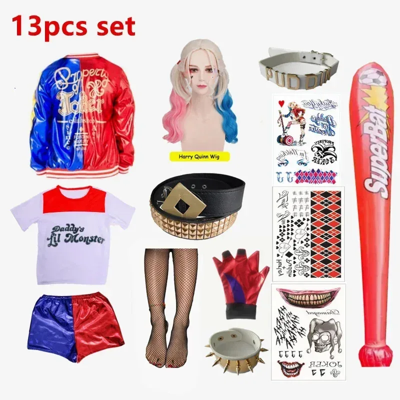 Carnival Purim Kids Girls Harleen Quinzel Cosplay Costumes Joker Jacket Pants T-Shirt Sets Party Clothes
Carnival Purim Kids Girls Harleen Quinzel Cosplay Costumes Joker Jacket Pants T-Shirt Sets Party Clothes