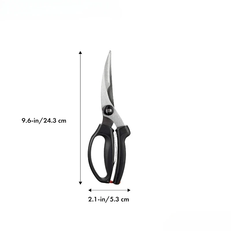 Kitchen utensils, food processing, vegetable and meat scissors. Spring loaded poultry clipper, black
Kitchen utensils, food processing, vegetable and meat scissors. Spring loaded poultry clipper, black