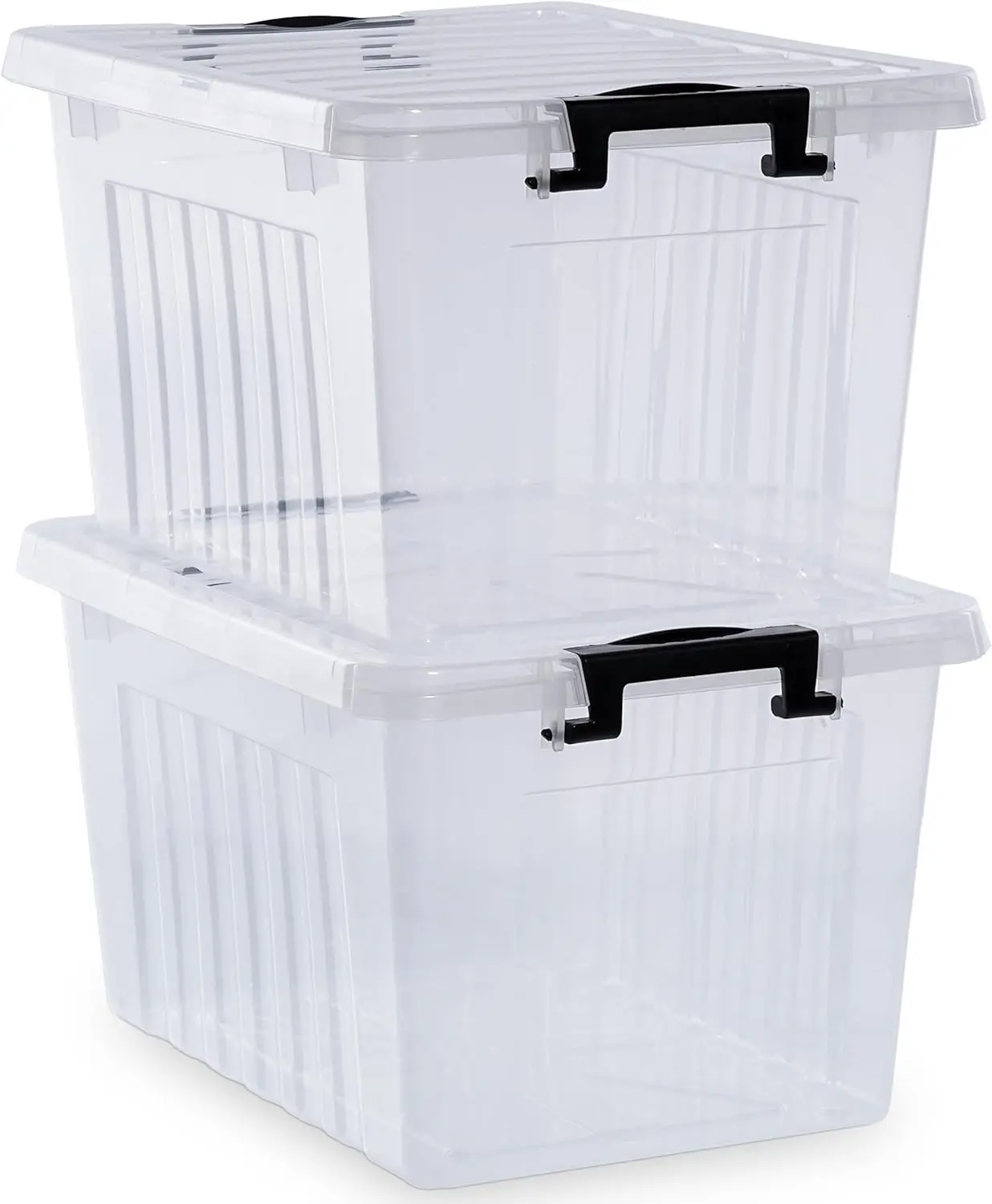 22 QT Clear Plastic Storage Bins with Lids Stackable and Nestable Storage Boxes with Lids for Garage, Closet, Kitchen, 2 Packs
22 QT Clear Plastic Storage Bins with Lids Stackable and Nestable Storage Boxes with Lids for Garage, Closet, Kitchen, 2 Packs
