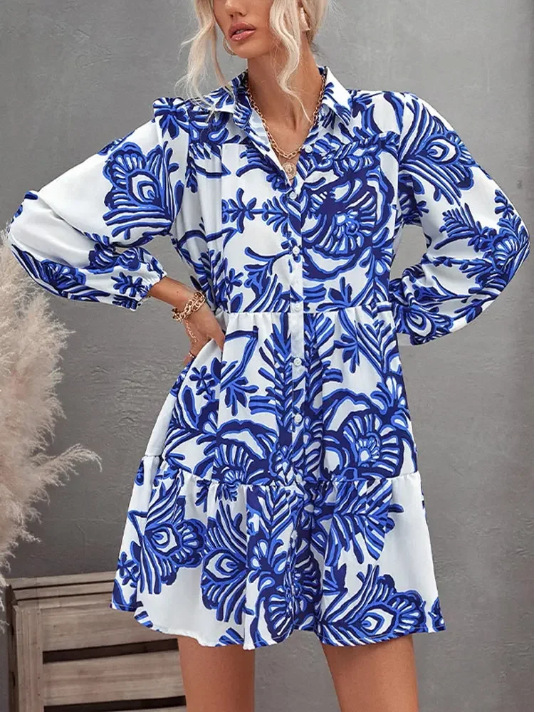 Elegant Floral Print Shirt Mini Dress Women Long Sleeve Slim A-line Dresses 2024 Summer Fashion Lady Beach Party
Elegant Floral Print Shirt Mini Dress Women Long Sleeve Slim A-line Dresses 2024 Summer Fashion Lady Beach Party