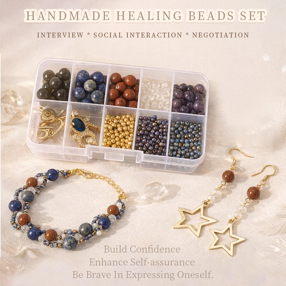 Confidence-Building DIY Bead Set, Handmade Companion Bracelet & Earring Craft Kit with Lapis Lazuli Obsidian Natural Crystal
Confidence-Building DIY Bead Set, Handmade Companion Bracelet & Earring Craft Kit with Lapis Lazuli Obsidian Natural Crystal