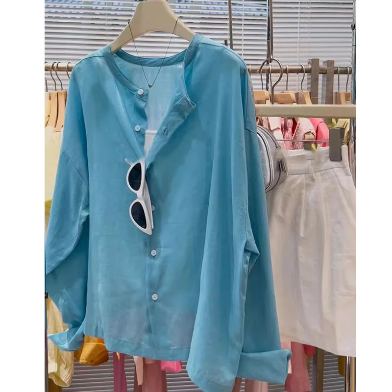 Women's Lake Blue Linen Button Down Shirt Summer Casual Loose Sun Blouse
Women's Lake Blue Linen Button Down Shirt Summer Casual Loose Sun Blouse