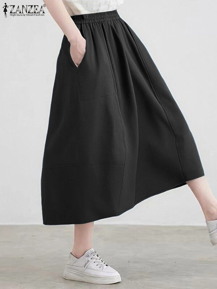 ZANZEA 2025 Summer Long Skirts Women Fashion High Waist Casual Loose Midi Skirt Pockets Elastic Waist Vintage Skirts Oversized
ZANZEA 2025 Summer Long Skirts Women Fashion High Waist Casual Loose Midi Skirt Pockets Elastic Waist Vintage Skirts Oversized