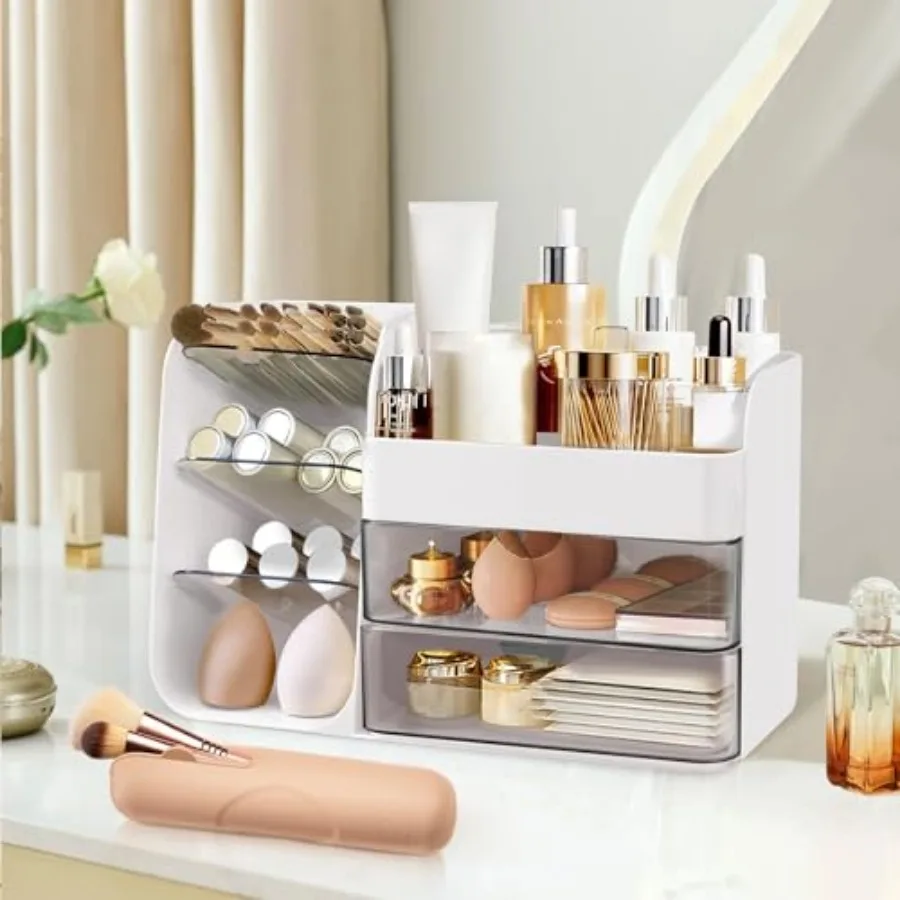 Makeup Organizer Countertop with Drawers, Cosmetic Organizer with Travel Makeup Brush Holder, Skincare Organizer and Storage wi
Makeup Organizer Countertop with Drawers, Cosmetic Organizer with Travel Makeup Brush Holder, Skincare Organizer and Storage wi